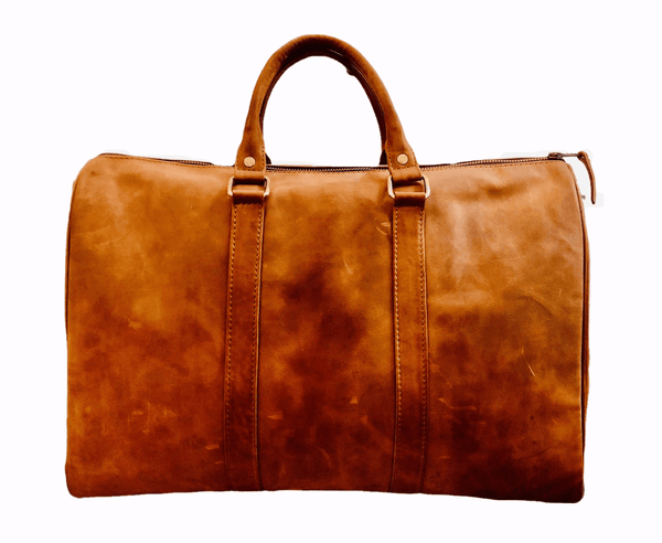 Brown Waxed Leather Travel Bag Ejad 