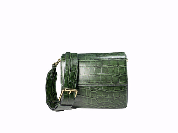 Croco Green Ladies Leather Bag Ejad 