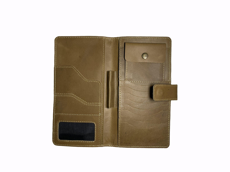 Travel Book Brown Long Leather Wallet Ejad 